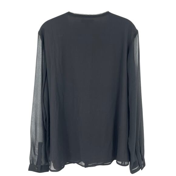 NEW Coldwater Creek Black Baroque Shimmer Blouse Gold Silver Sequin Women's XL - Picture 6 of 6
